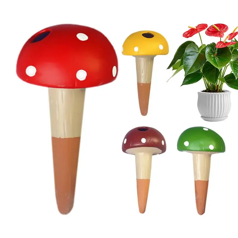 

4pcs Automatic Drip Irrigation System Self Watering Cute Mushroom Spike Flower Plants Greenhouse Garden Auto Water Dripper