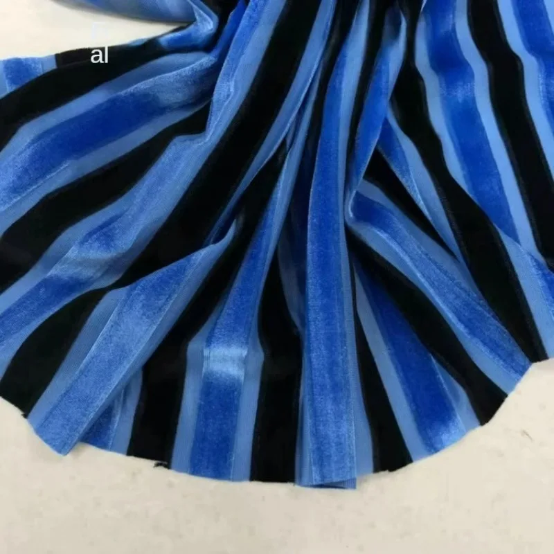 Bright Line Velvet Fabric Elastic Stripes for Cheongsam Dress Clothing Designer Diy Sewing Material Cloth By The Meter