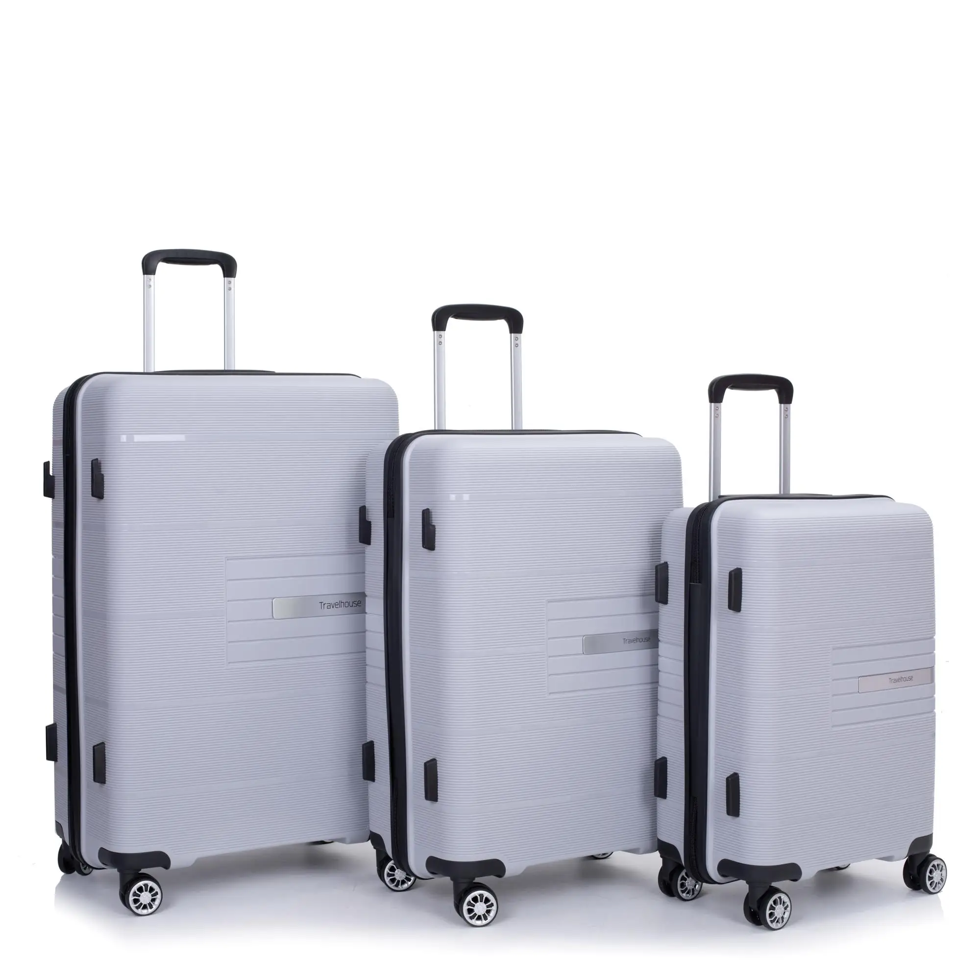 Ensemble de bagages robustes légers, valises durables argentées, serrure TSA, roues à double rotation, 20, 24/28, 3 pièces