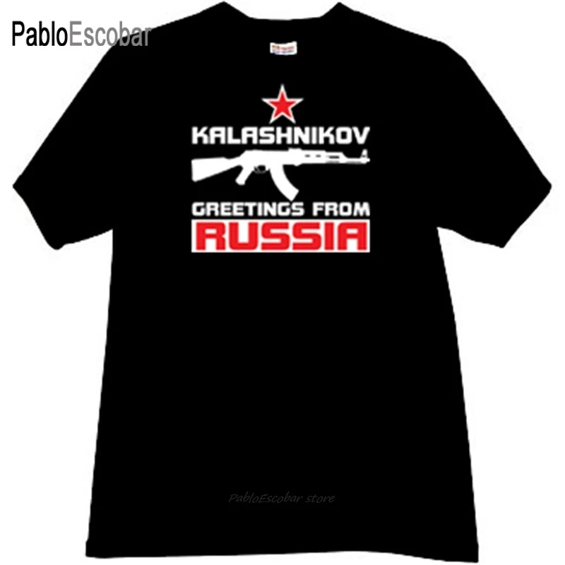 fashion t-shirt men cotton t shirt Kalashnikov - Greetings from Russia Cool T-shirt brand tee-shirt male summer tops