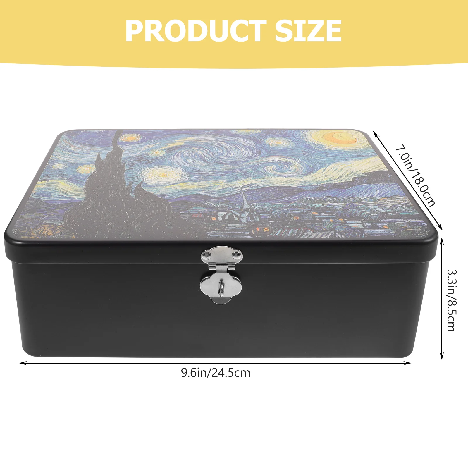 Storage Tin Box with Lock Keepsake Padlock Boxes Food Containers Lids Tinplate Can Display Case Decorate Man