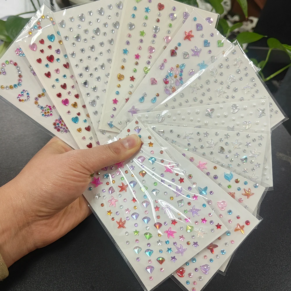 

1 шт. 3D самоклеящаяся наклейка для лица с бриллиантами и татуировкой, звезда, сердце, бабочка, сделай сам, украшение для тела, глаз, стразы для женщин, украшение для макияжа