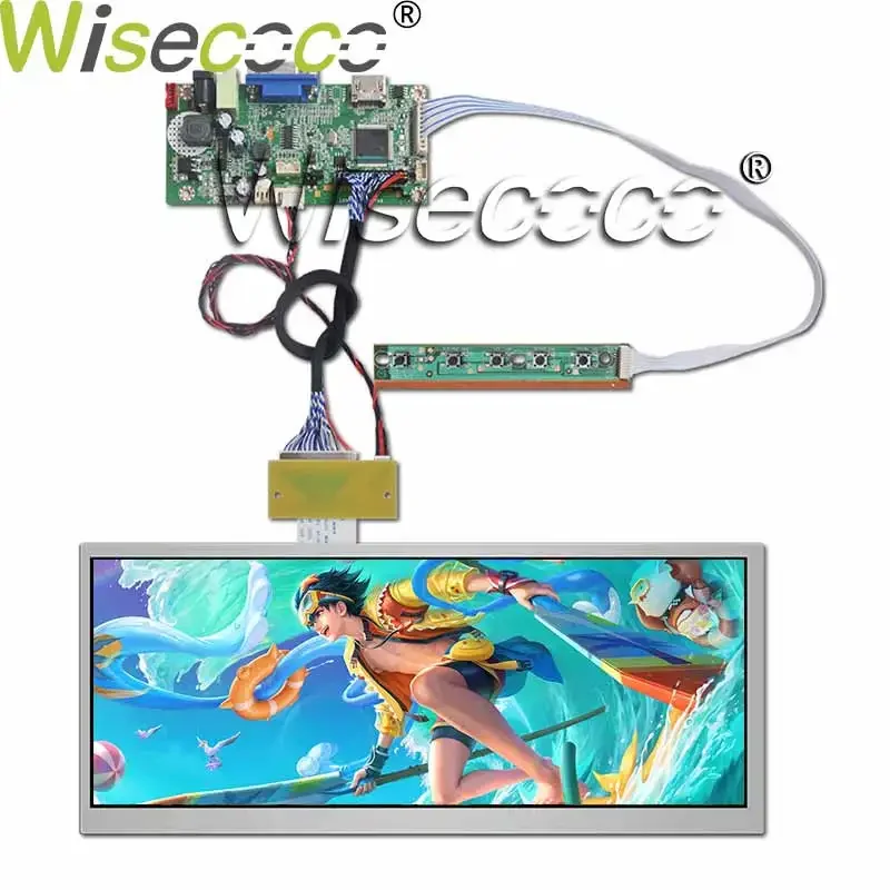 

12.3 Inch 1920*720 IPS LCD Display Bar Instrument Automotive Dashboard VGA LVDS Driver Board Wide Car Navigation Screen Wisecoco