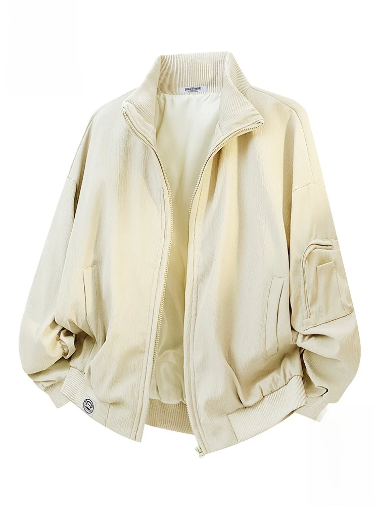 

Мужская осенняя повседневная куртка Paul Frank свободного кроя с молнией, воротником-стойкой и прочной полиэстеровой тканью