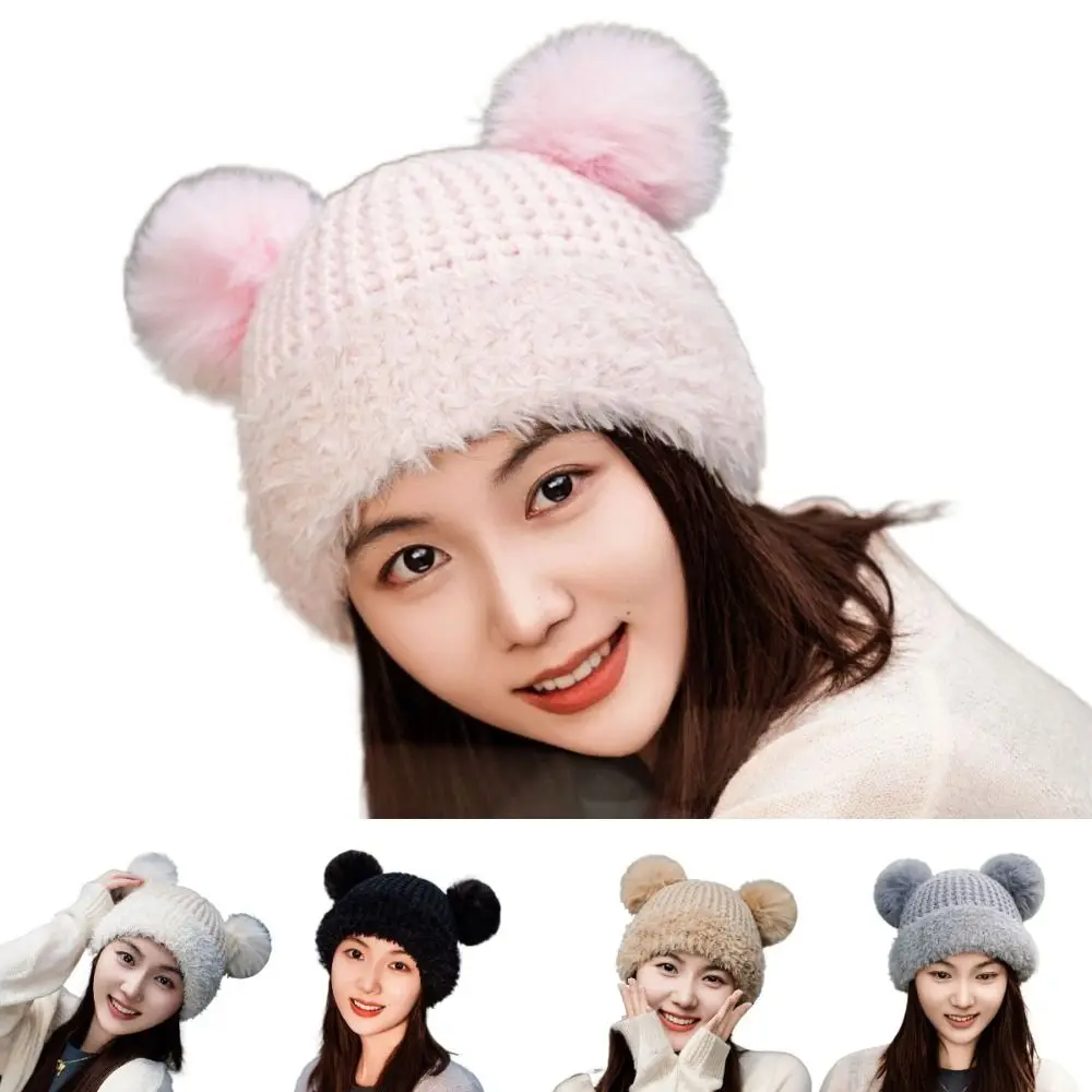 Fashionable Embroidered Children's Hats Wool Style Retro Warm Hat Needle Fried Dough Twists Plush Knitting Hat Girls