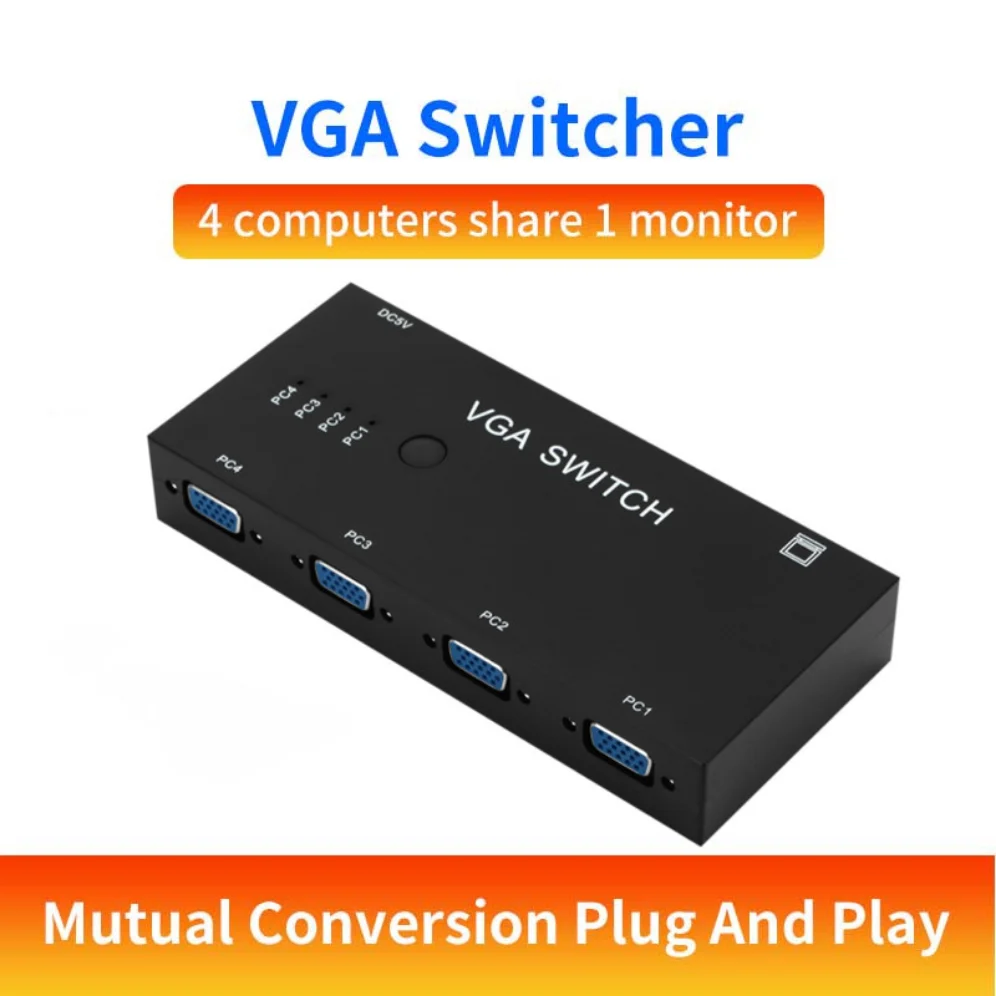 4 in 1 out VGA Switch Splitter Video Adapter 1080P 4 Port VGA Switcher Converter For Monitor Projector Display PC TV Box Laptop