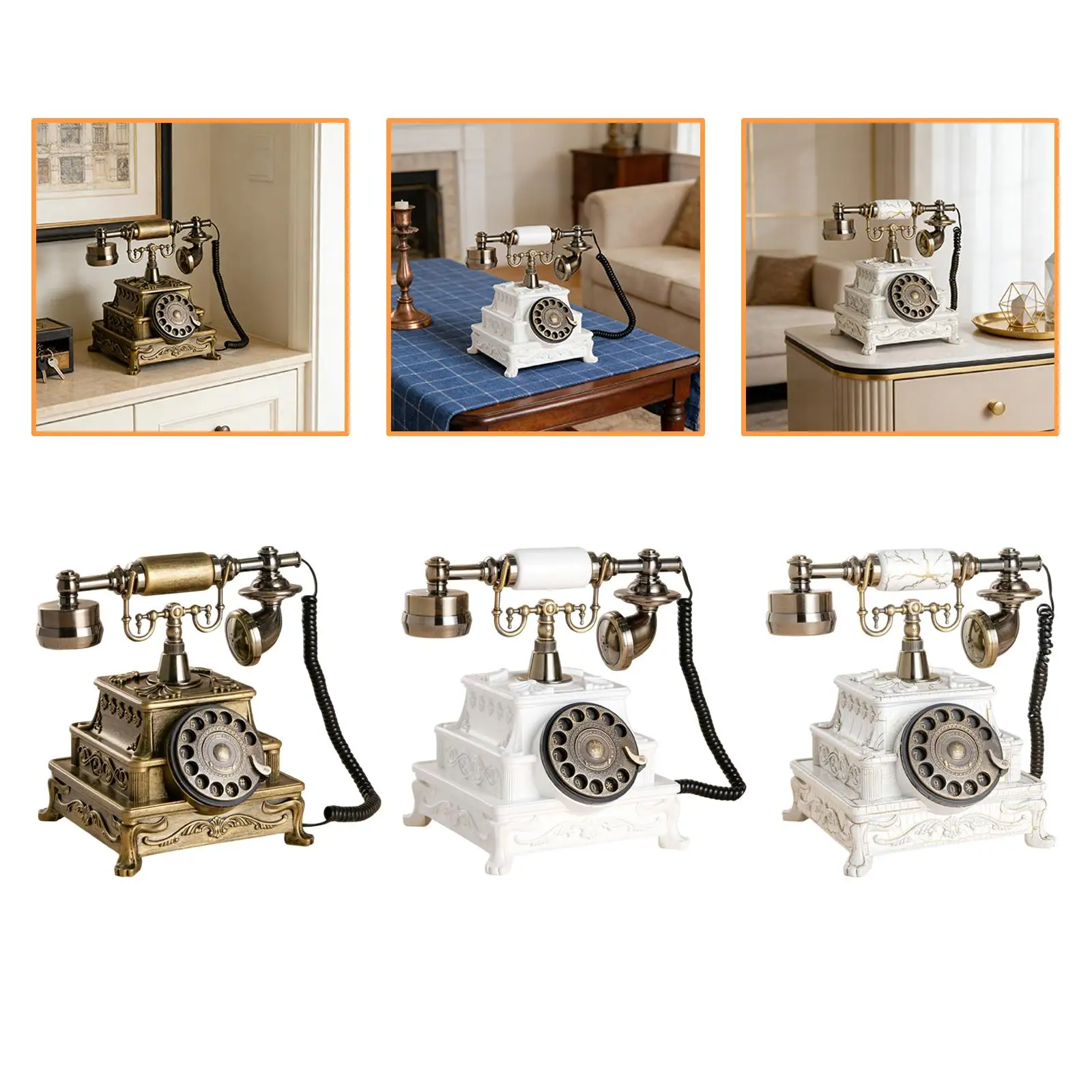 Corded Retro Phone Vintage Telephone Desktop Ornament Retro Landline Phone for Office