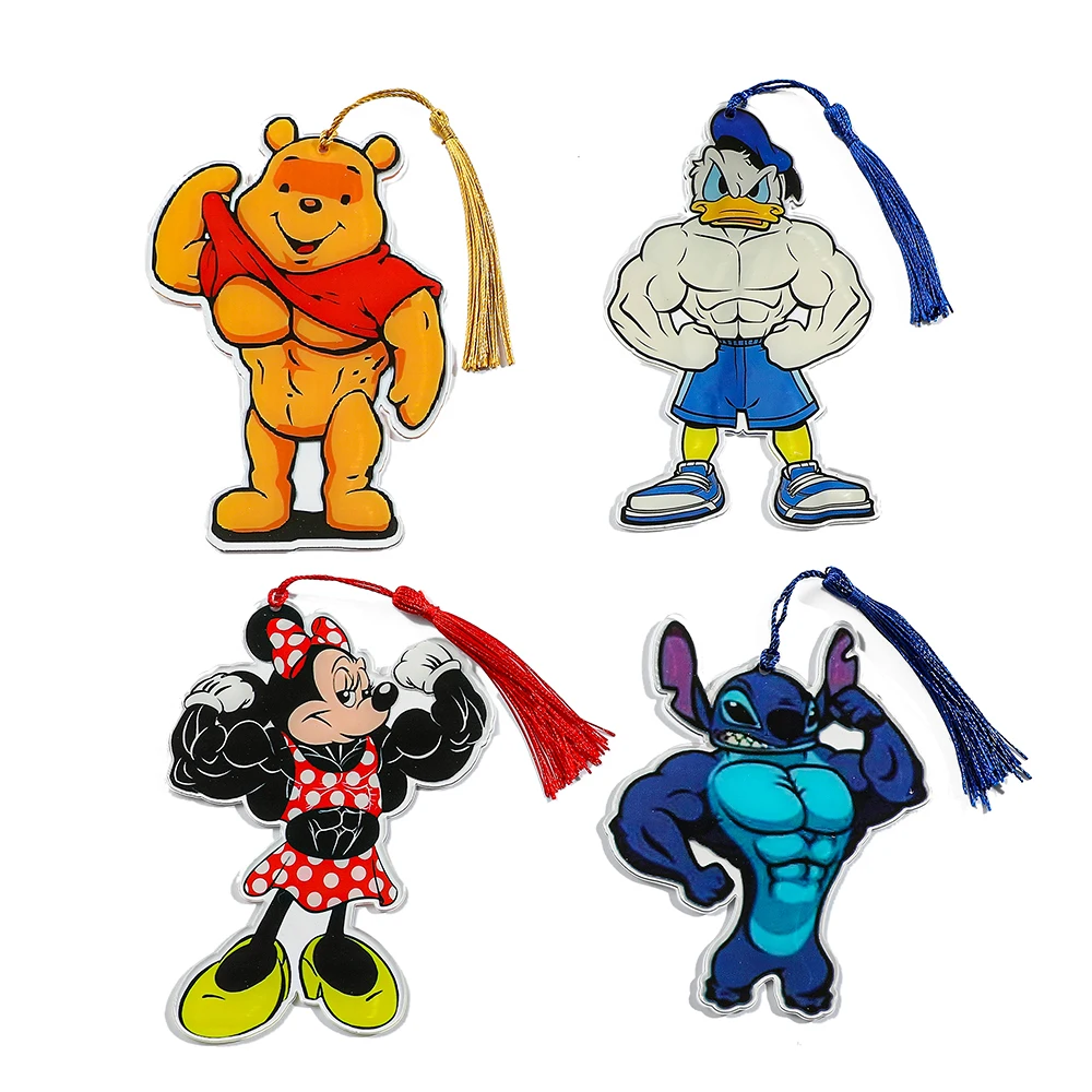 

Мультяшная Закладка в виде мышц и фитнеса HelloKitty Kuromi Winnie, акриловая закладка для страниц с кисточками, канцелярские принадлежности для чтения для мальчиков и девочек