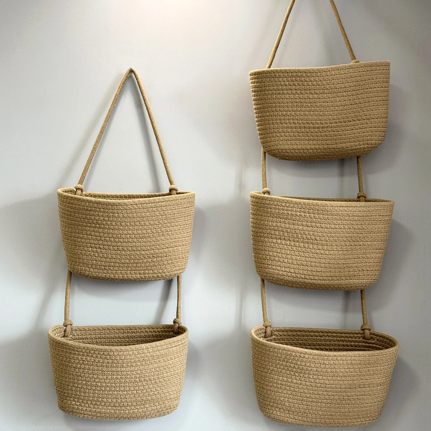 

storage basket, three-layer hanging basket, wall-mounted woven basket, environmentally friendly manual finishing basket