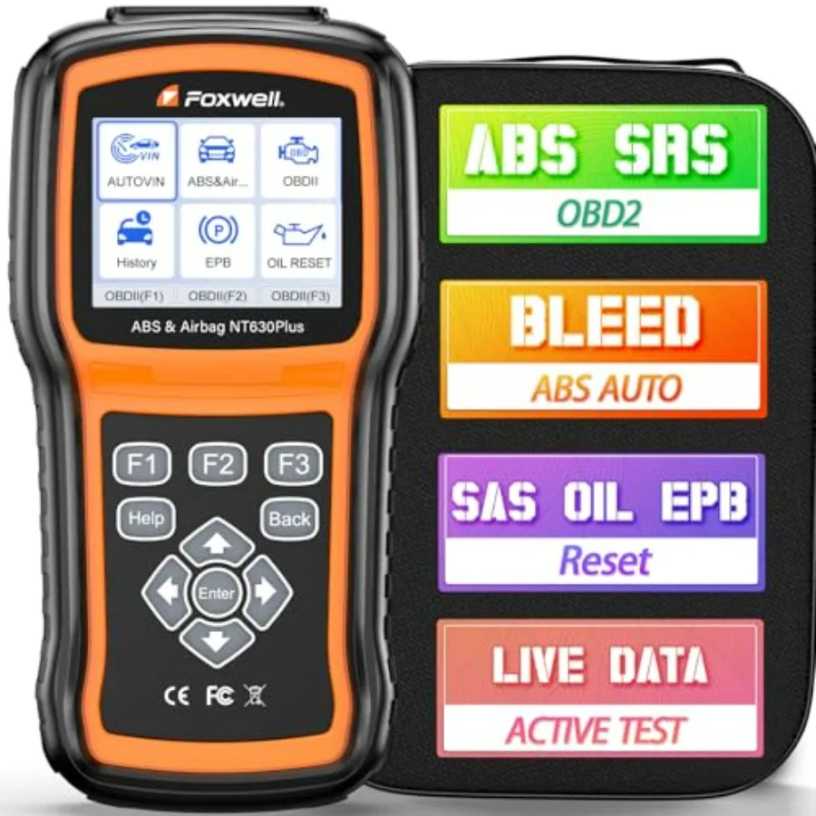 

Диагностический сканер OBD2 NT630 Plus 2026 с функциями ABS и SRS, инструмент для автоматической прокачки тормозной системы, считыватель кодов неисправностей тормозов с данными в реальном времени и двунаправленным управлением