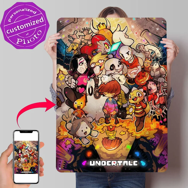 Undertale Game Gaming Personalized 3D Textured Metal Poster Wall Art Tinplate Sign for Decoration Garage Decorations Decor Room