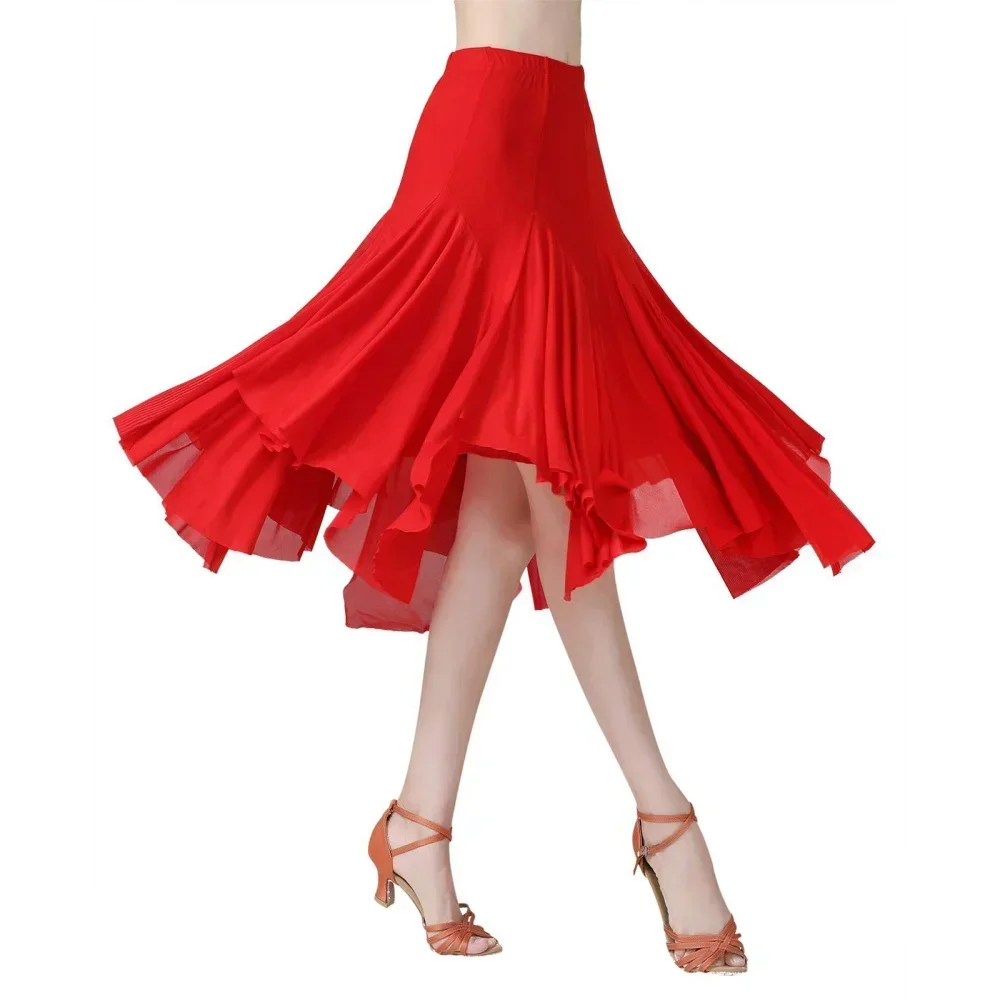 

Elegant Mesh Mid-Long Latin Dance Skirt For Women New Style Comfory Soft Ballroom Dance Waltz Dancewear