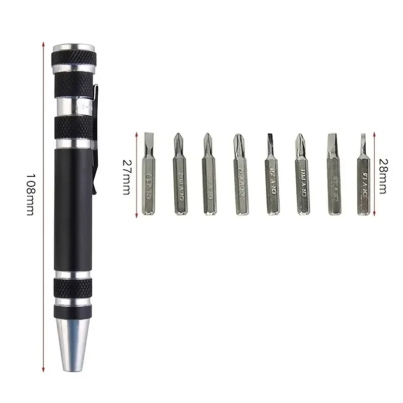 8-in-1 Aluminum Alloy Screwdriver Pen - Changeable Bits For Easy Repairs & Disassembly image 6