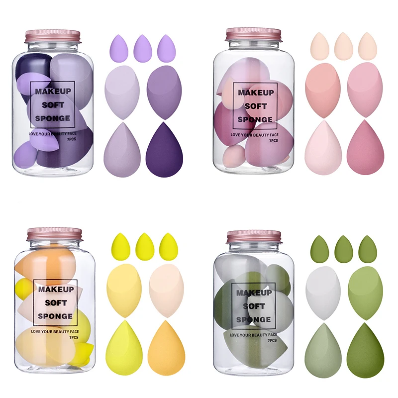 Ensemble d'éponges de maquillage, 7 pièces/ensemble, bouffantes de poudre cosmétique pour fond de teint, crème, correcteur, outils de maquillage