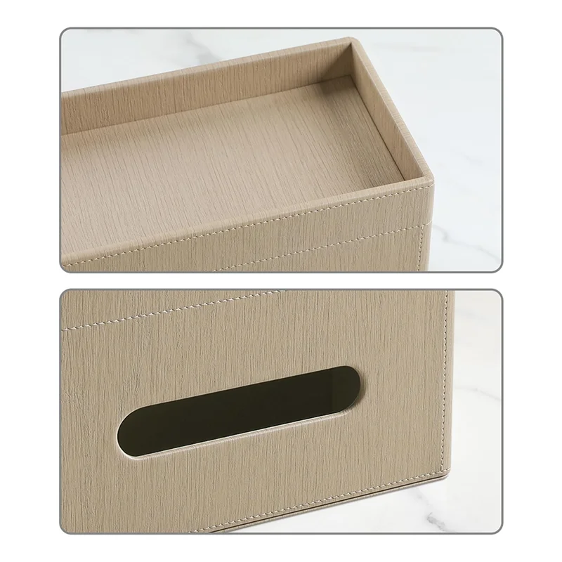 

Plus Size Tissue Box Cover Rectangle, PU Leather Tissue Box Holder With Storage Tray, Organizer Tissue Holder