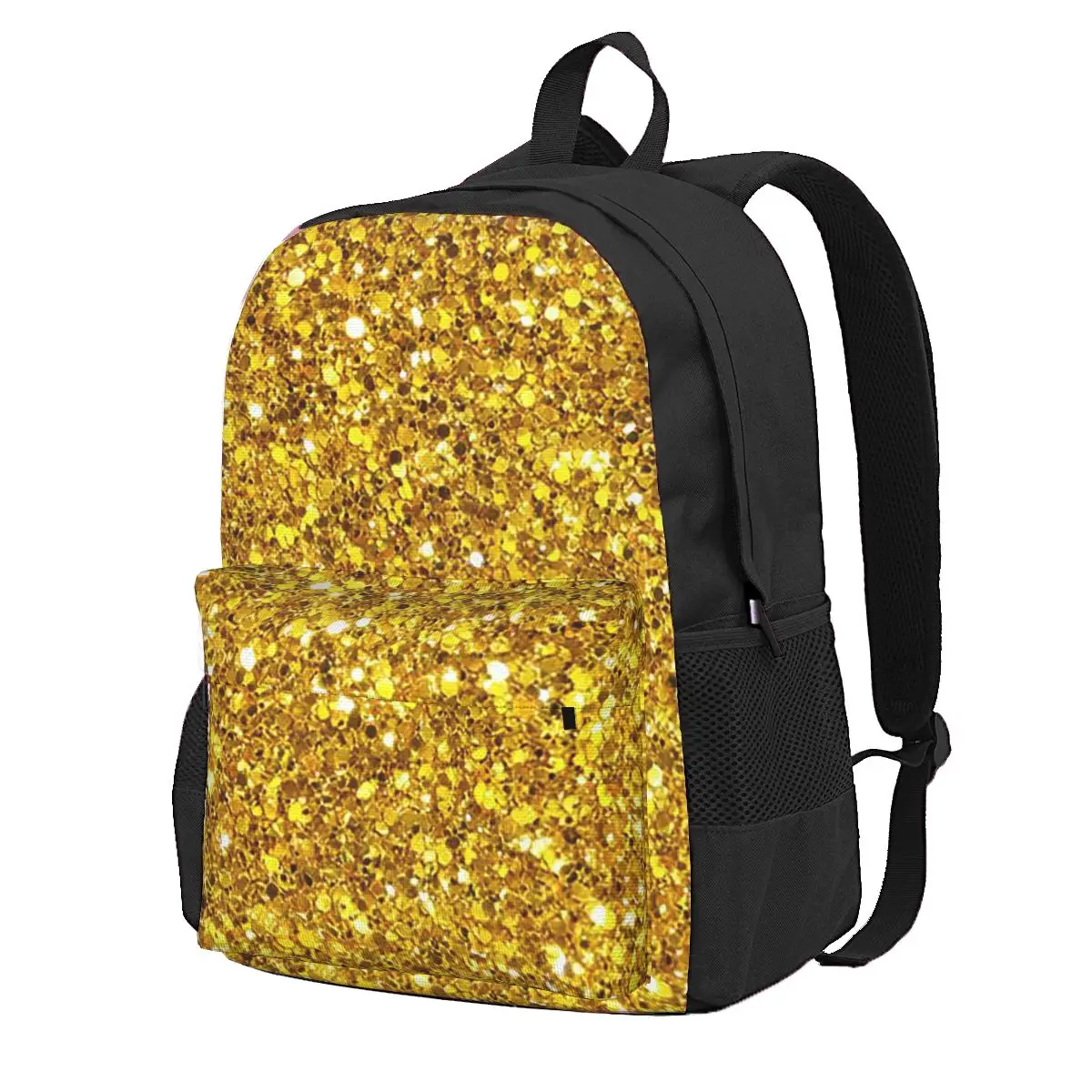 

Gold Glitter Student Backpack School Bag Hiking Travel Daypack for Boys Girls Fashion Bookbag Shoulder Bags