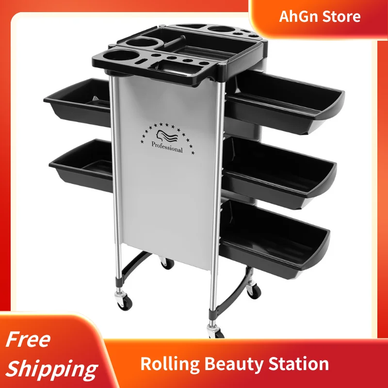 6-layer Salon Cart Stainless Steel Stratification Hair Styling Trolley​ for