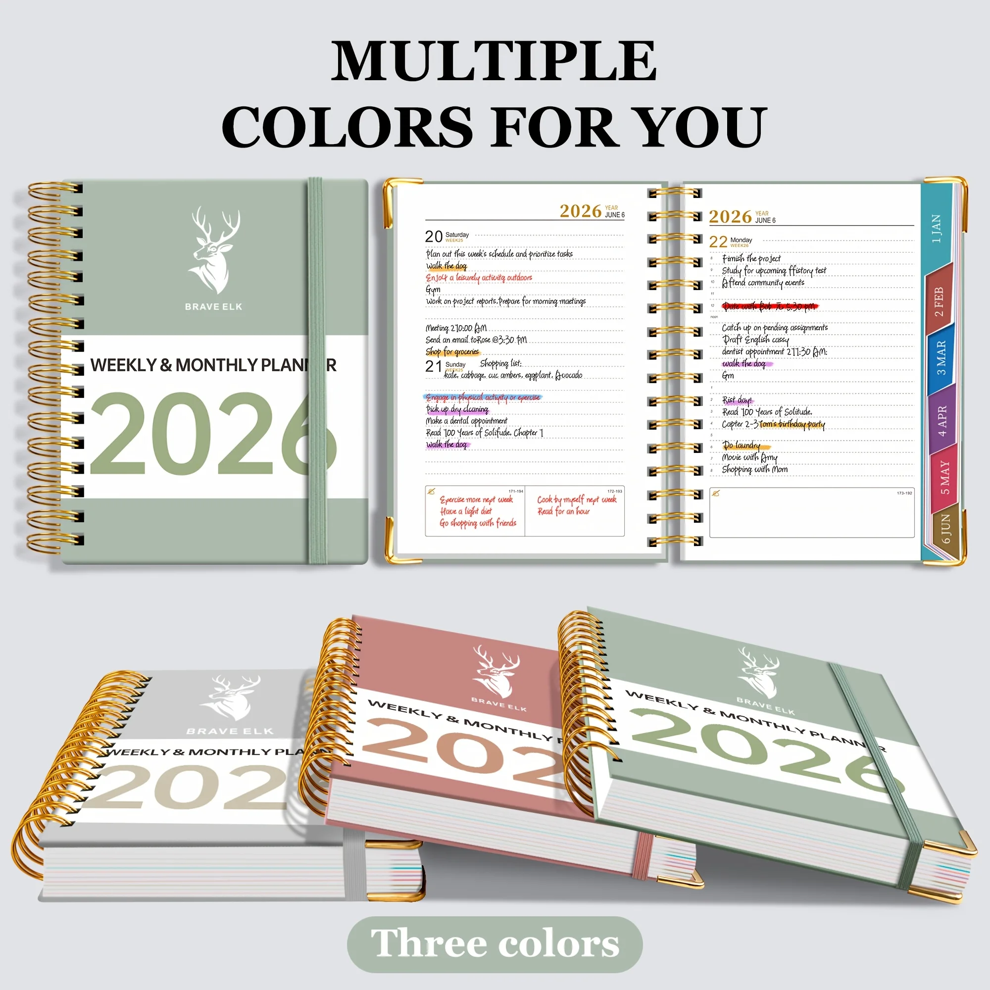 جدول يومي للطلاب لعام 2026، كتاب خطة أسبوعي مع ربط حلزوني وغطاء صلب، مناسب للطلاب والمخطط الأسبوعي #2