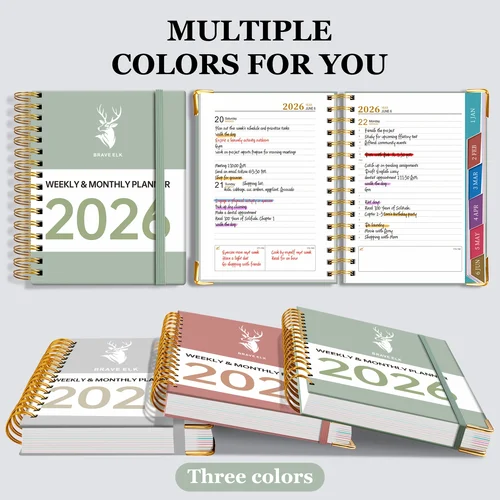 Imagen 2 del producto 2026 Horario diario para estudiantes, libro de plan semanal con encuadernación en espiral y tapa dura, adecuado para estudiantes y planificador semanal