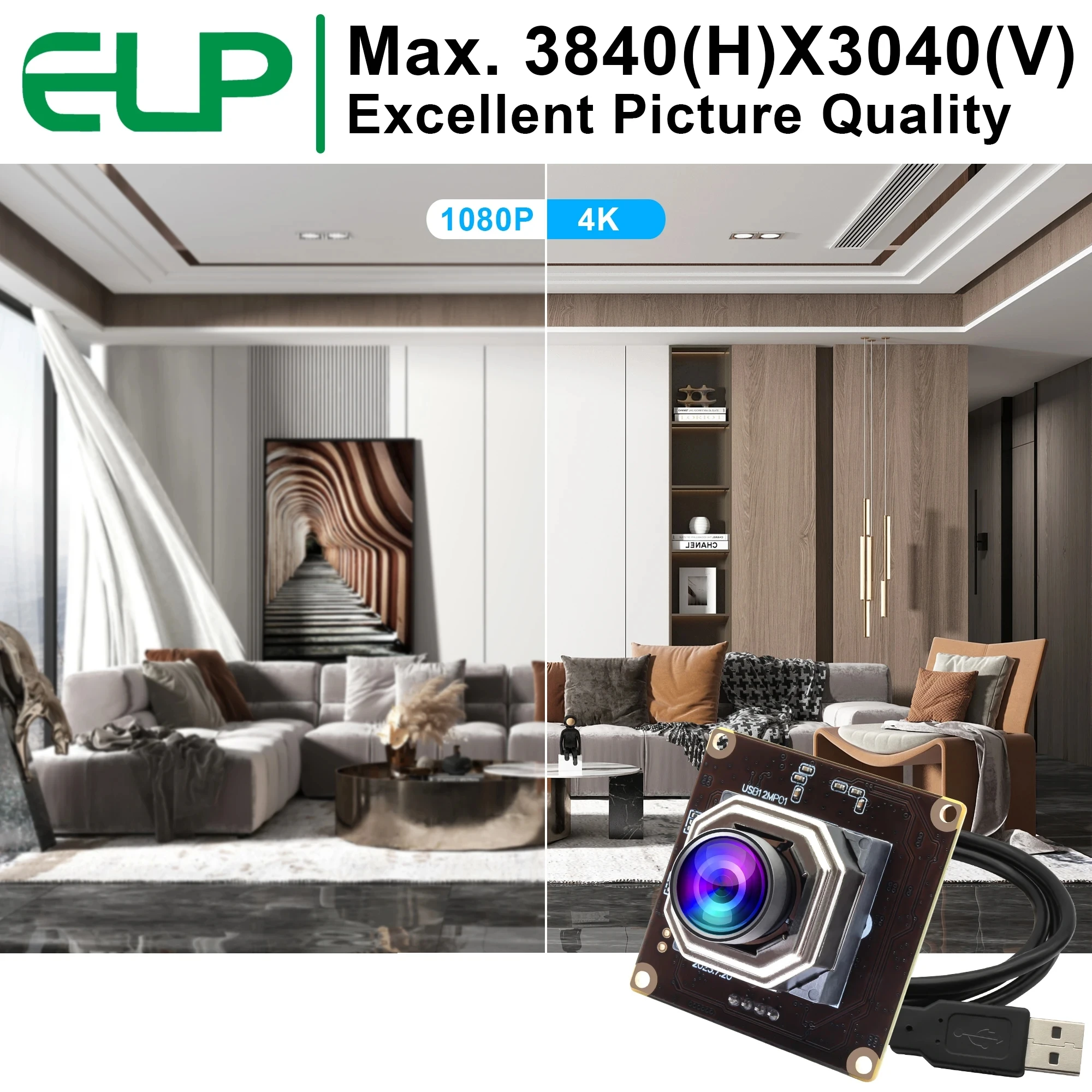 12MP Autofocus USB Camera Module High Speed 1080P 120FPS 4K 30FPS Mini Webcam Board With No Distortion Lens for Robot Vision