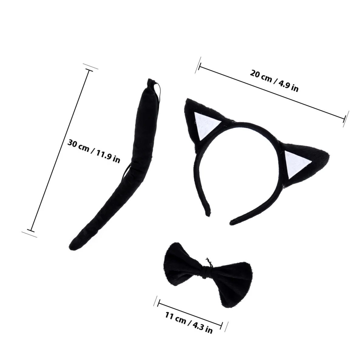 Bandeau oreilles de chat de dessin animé, 3 pièces, nœud papillon, queue, ensemble de fête, parfait pour Halloween, jeux de noël, fournitures cadeaux