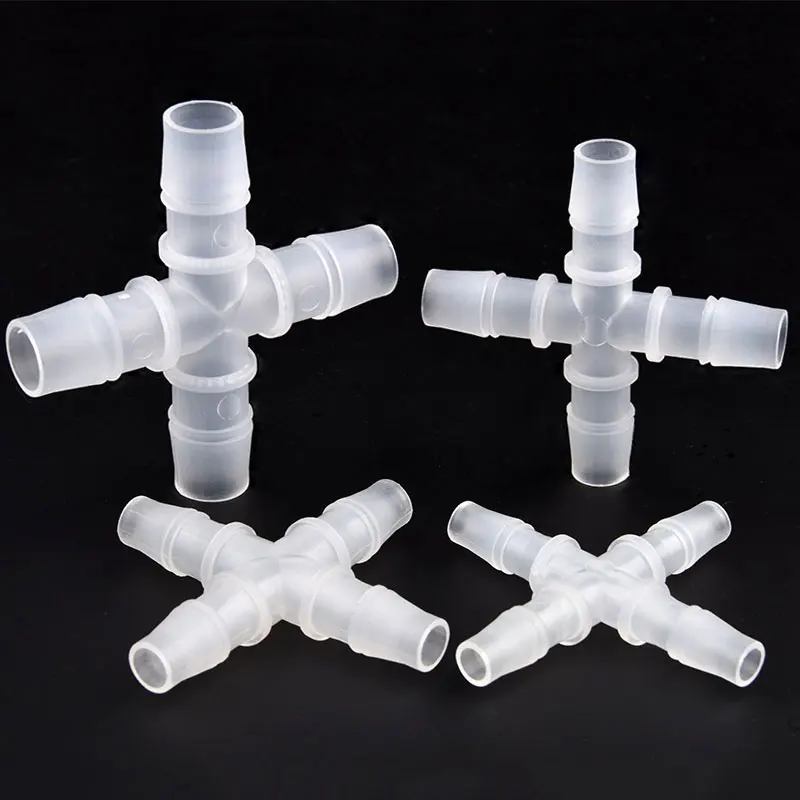 5/20/50Pcs 2.4~15.8mm Plastic Cross Connector Garden Irrigation Equal Dia 4-Ways Joint Aquarium Air Pump Hose Tube Cross Joint