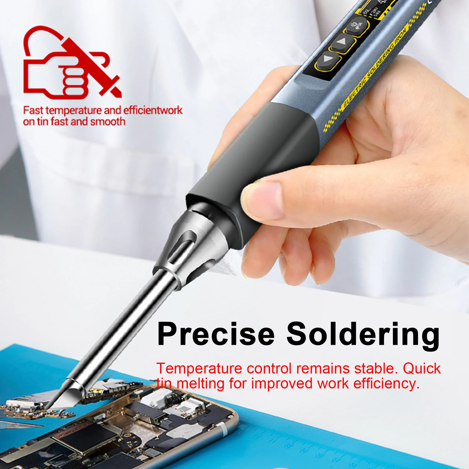 

Electric Soldering Iron 96W Fast Heating Adjustable Temperature Soldering Iron with OLED Display for Electronics Repair