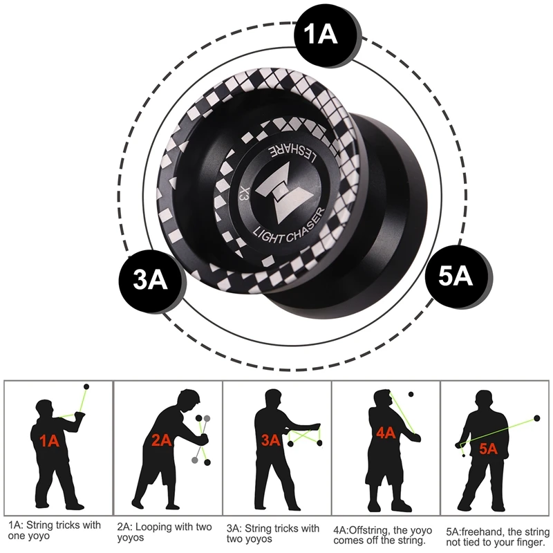 Unresponsive LIGHT CHASER X3 Competitive Yo-Yo,Alloy Yoyo For Beginners,And Practise Tricks With Glove And Strings