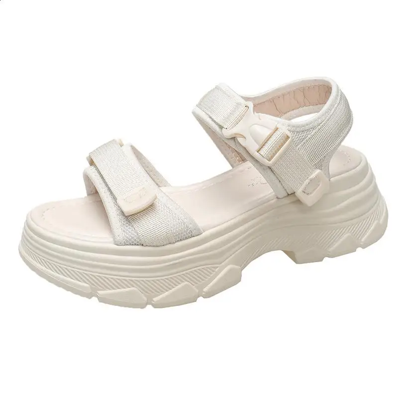 Low Sandals Woman Leather Clogs With Heel Shoes Muffins shoe 2024 Summer Suit Female Beige Low-heeled Thick Sports Flat Girls Fa