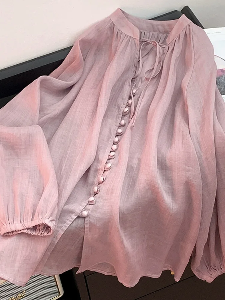 Retro coreano sle linho aberto cardigan feminino longo sve irt com bule outono agasalhos gola furador com cinto linha de algodão...