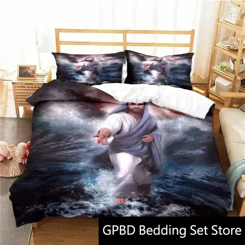 3D Print Sacred Heart of Jesus Christ Bedding Set Double Twin King Duvet Cover Comforter Pillowcase Boys Girls Adults Bedroom
