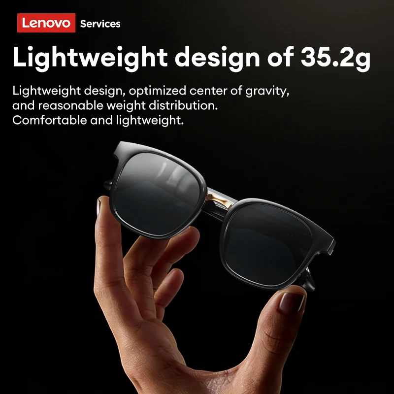 Lenovo AI Wireless Smart Glasses Bluetooth 6.0 Photochromic Lenses Sunglasses Music & Calls Headphones For Outdoor Sports GS106