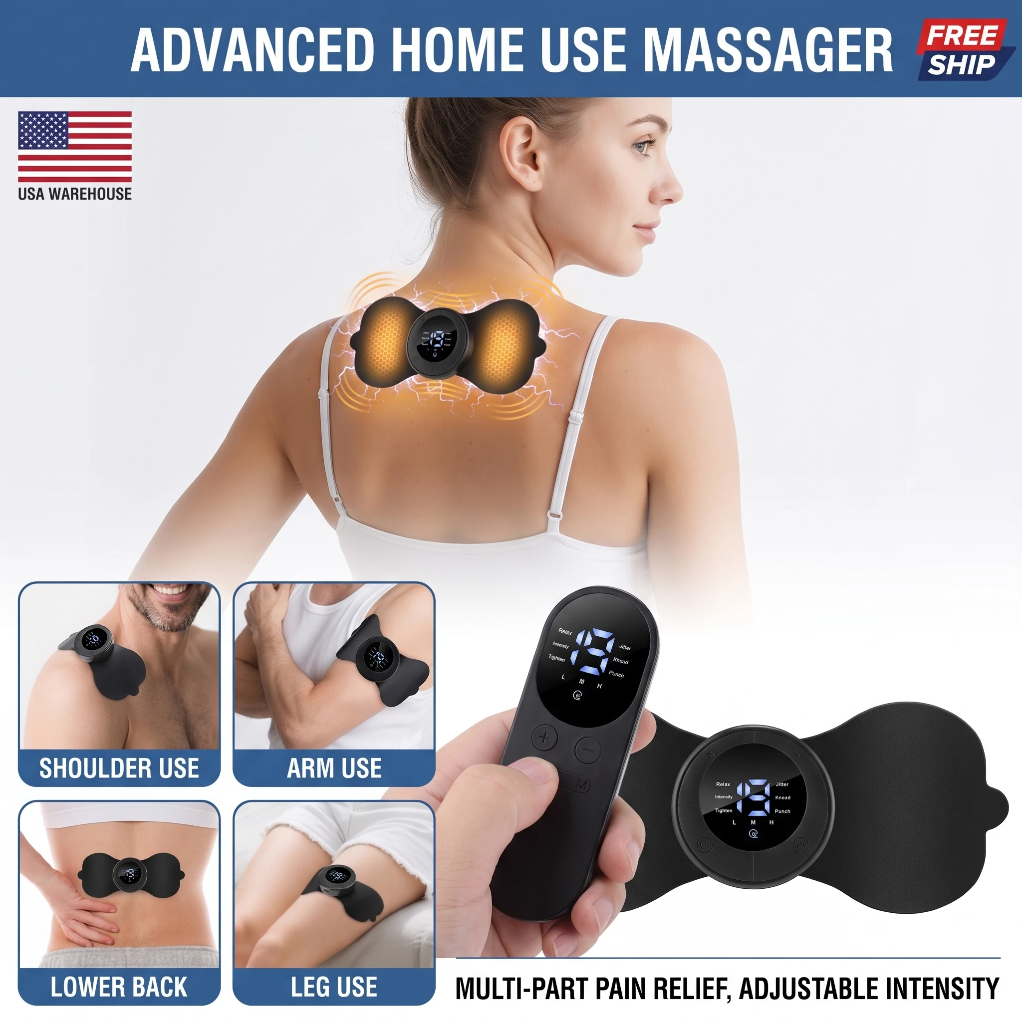 Smart Electric Neck Massager Set Back Cervical Patch 6 Modes 19 Levels Intensity Portable Home Use Massage Tools for Relieve Fatigue