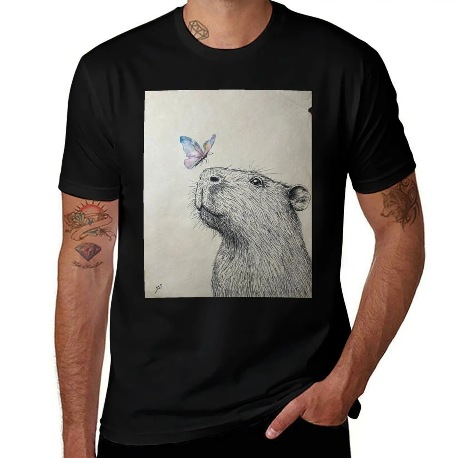 

Animal and Butterfly Collections 6035 T-Shirt summer shirt blue lock plain aesthetic clothes mens t shirt