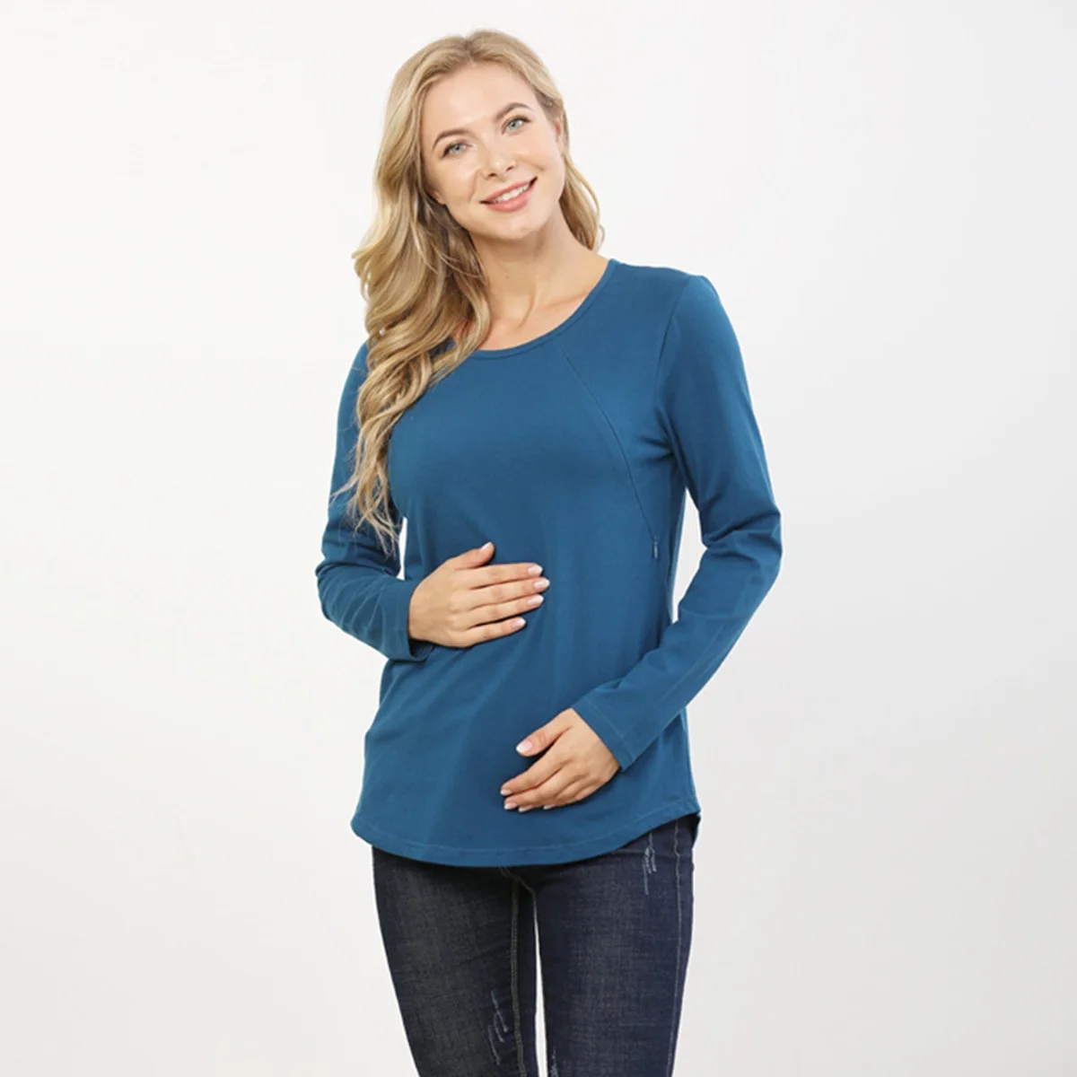 Maternity Clothes Premama Long Sleeve Nursing Blouse Spring Fall Pregnant Women O-Neck Sweater T-Shirts Postpartum Pullover Top