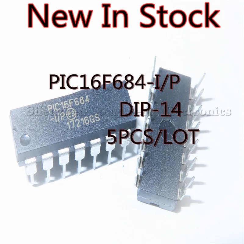 5PCS/LOT PIC16F684-I/P PIC16F684 DIP-14  Microcontroller chip In Stock