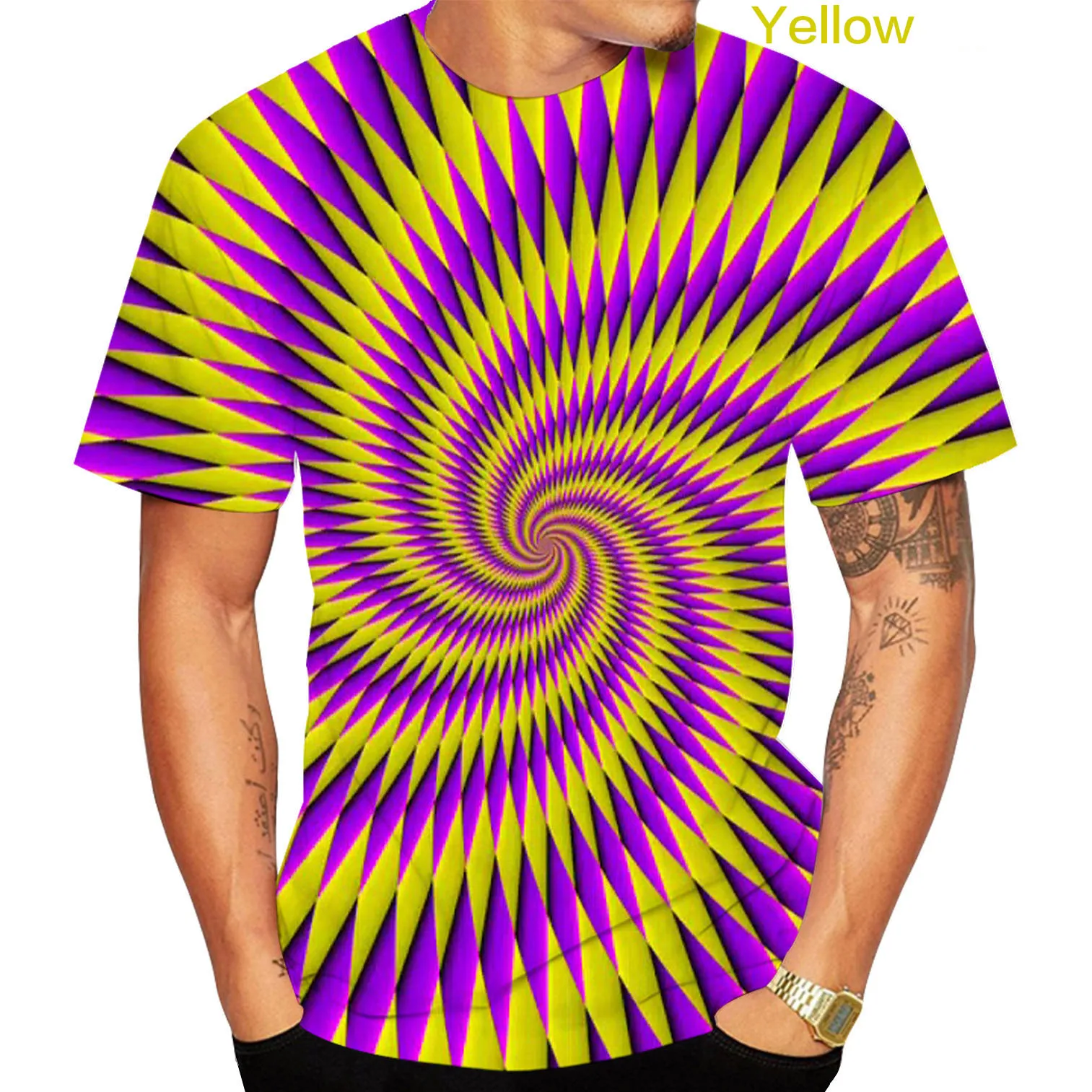 Newest Fashion 3D Printing Vertigo Hypnotic TShirt Cool Short Sleeved Tees Men/Women Pullover Tops Hot Rainbow Summer T Shirt