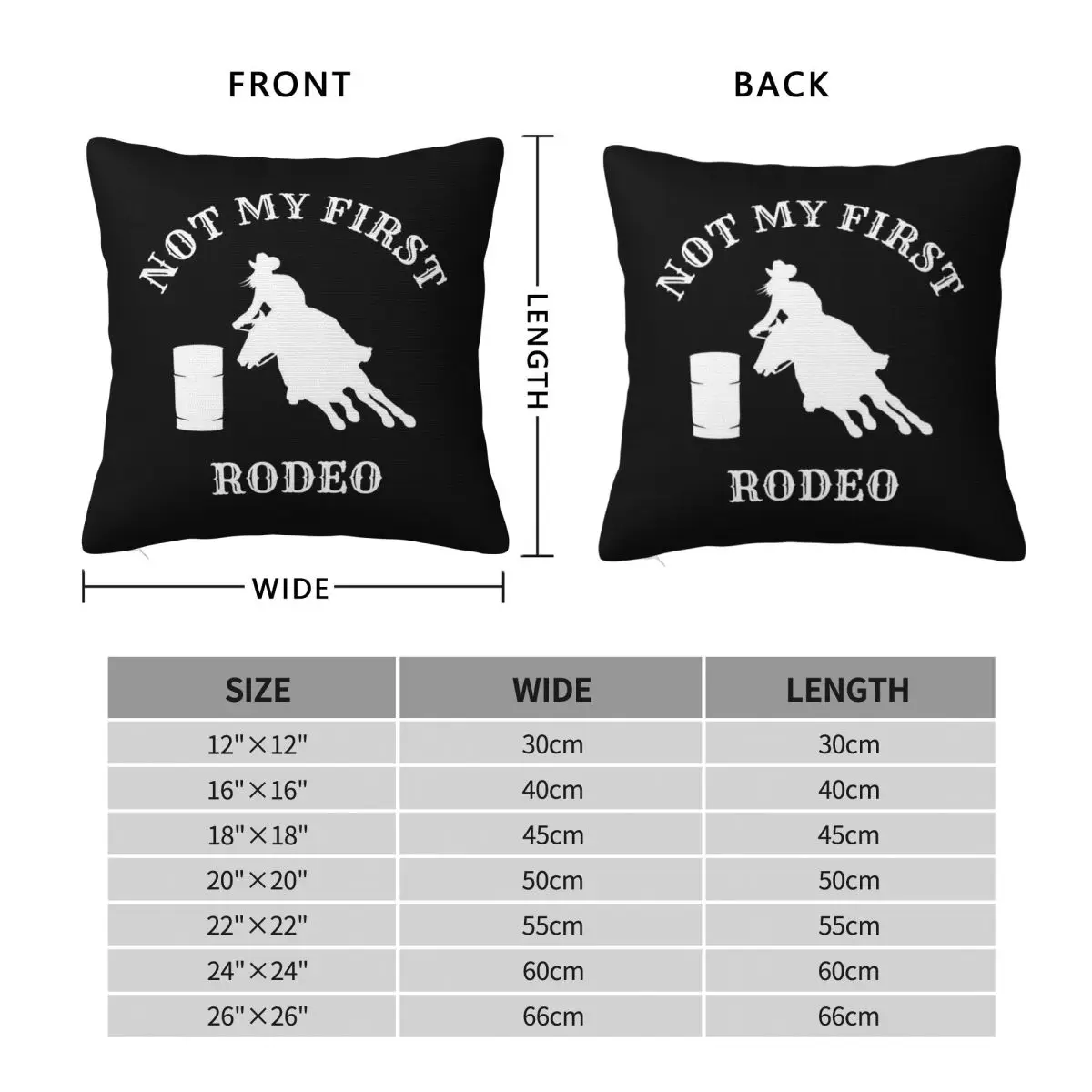 Not My First Rodeo Barrel Racing Square Pillowcase Polyester Linen Velvet Pattern Zip Decor Room Cushion Cover