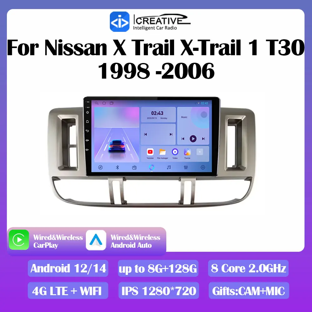 Android 14 Car Radio For Nissan X Trail X-Trail 1 T30 1998-2006 Stereo Multimedia Video Player Navi GPS CarPlay Autoradio Auto