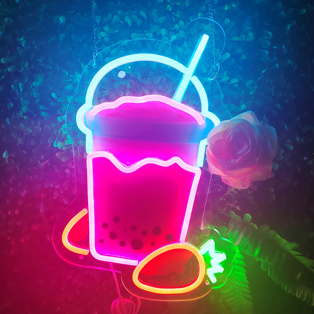 BUBBLE TEA Led Neon sign Room Wall Boba Tea Neon Light Decor USB Powered Hanging Acrylic For Milk Shakes Tea Bar Cafe Shop