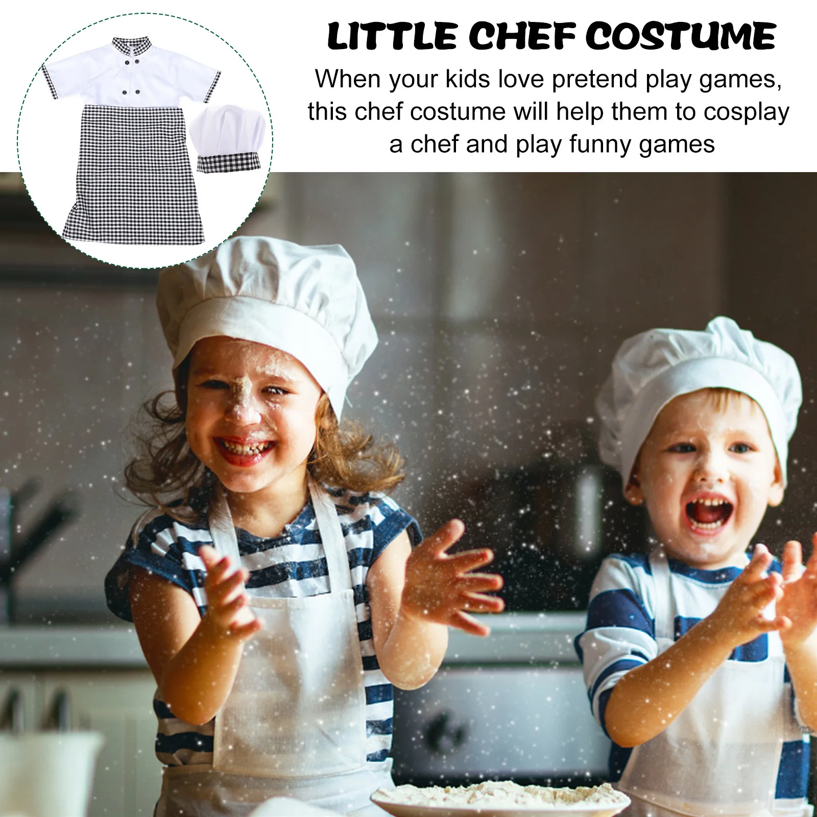 

1 set Chef Costume Set Short Sleeve Uniform With Apron Hat Cotton Material For Career Day Halloween Party Pretend Play