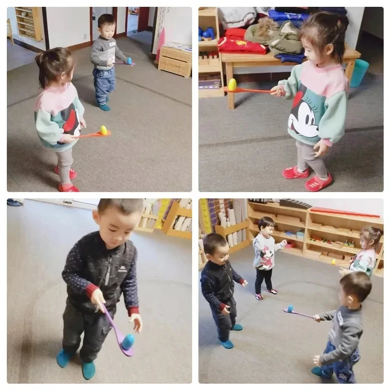 Cuchara de equilibrio de madera para niños, juguete de deportes al aire libre, rompecabezas de enseñanza de jardín de infantes, herramientas de ciencia, regalo de Navidad, 2024