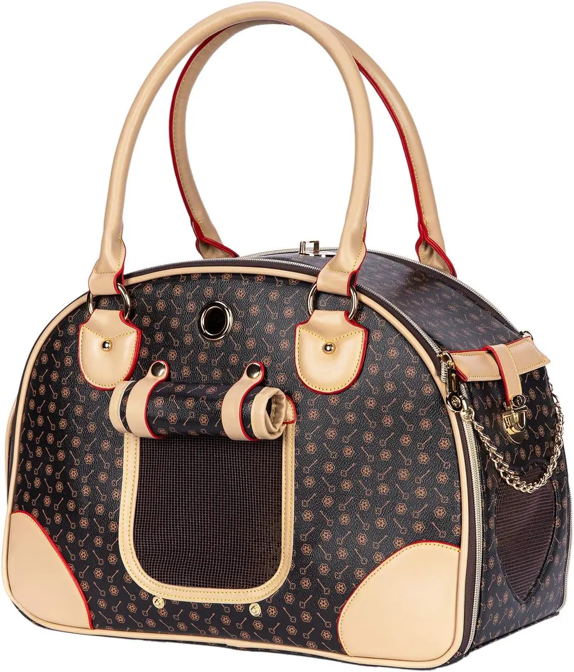 

Luxury Pet Carrier for Small Dogs and Cats, Waterproof PU Leather Handbag for Outdoor Travel