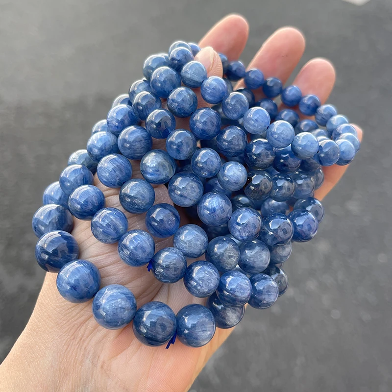 JD Natural Stone Brazilian Kyanite Bead Bracelets for Women Men Genuine Gemstone Energy Healing Stretch Bangles Health Jewelry