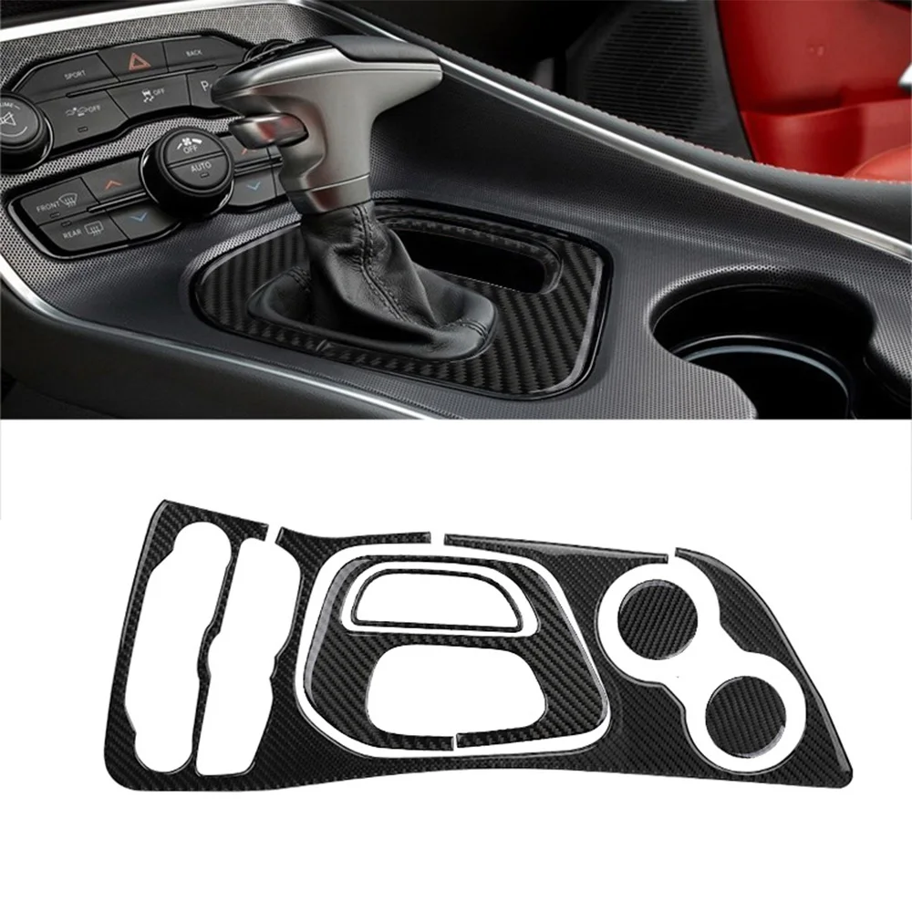 

Car Central Control Gear Shift Storage Box Panel Trim Carbon Fiber Sticker For Dodge Challenger 2015-2020 Auto Accessories