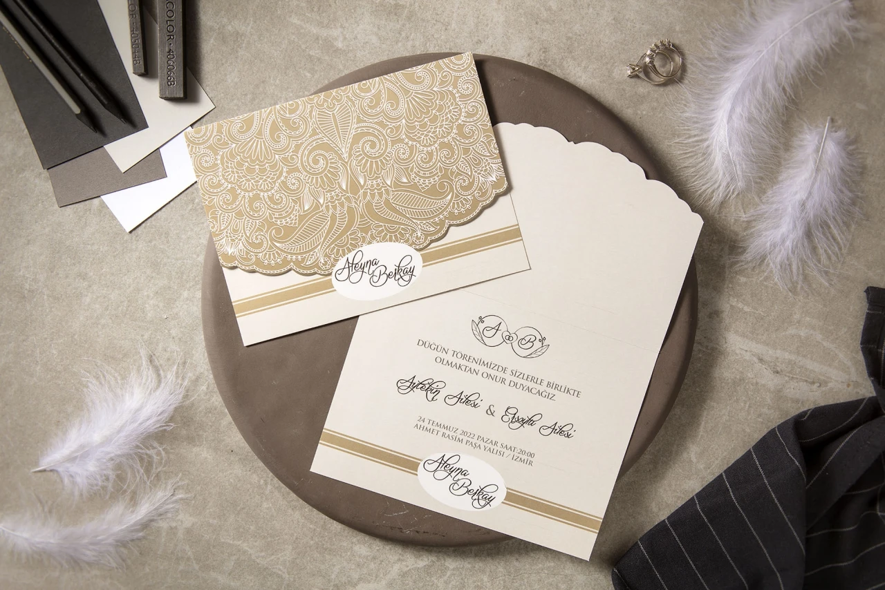 50 pcs Customizable, Luxury Ivory Wedding Invitation Card, Baby Shower Cards and Wish Cards, Save the Date IKL7077