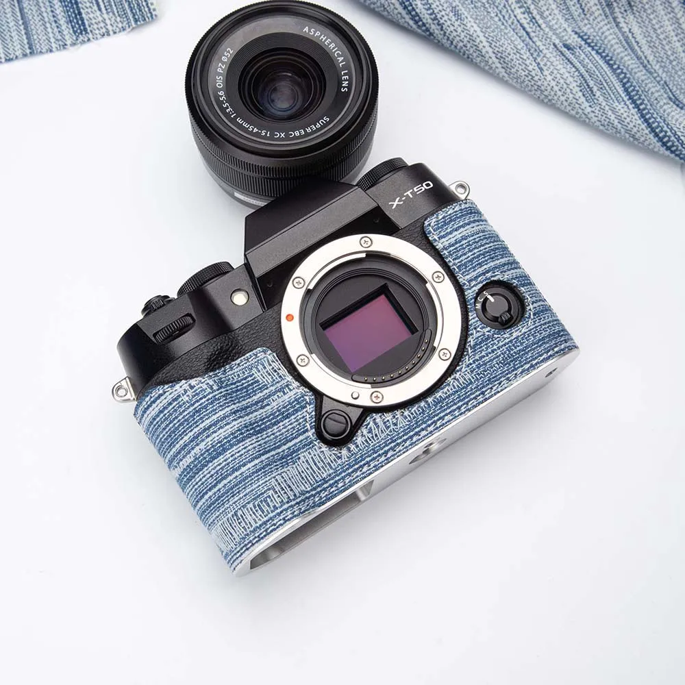 X-T50 Handmade Camera Bag with Metal Base X T50 Vintage Denim Material Bag For Fujifilm Fuji X-T50 X T50 XT50 Protective Case
