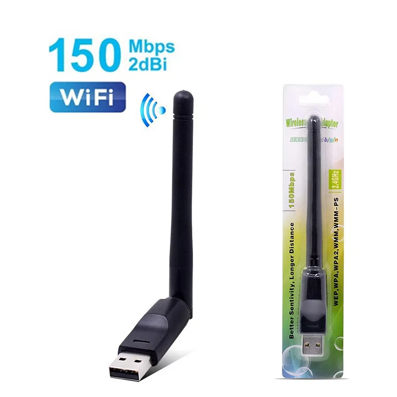 Carte réseau MT7601 RTL8188, transmetteur WiFi sans fil LAN 150Mbp, connexion Internet stable, adaptateur réseau domestique, Kit d'accessoires