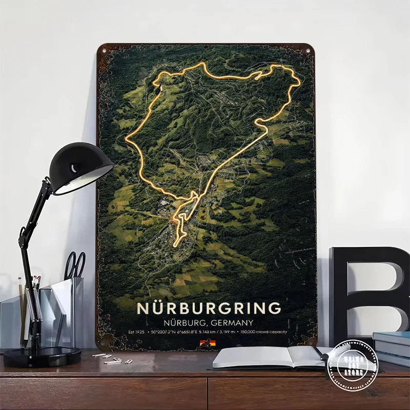 Nurburgring Circuit Tinplate Poster Customized Wall Art Vintage Metal Signs Retro Plates for Home Decor Room Accessories House