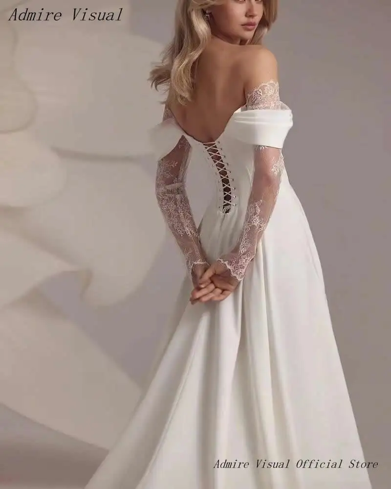 Vestido De novia línea A cuello barco con vestido De novia princesa dividido sin hombros Vestidos De Novias